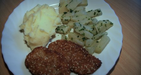 Schweinefilet mit Parmesan und Sesam