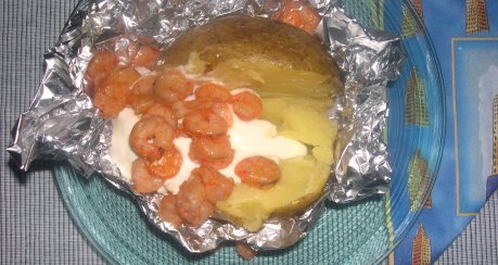 Ofenkartoffeln mit Krabben & Crème fraiche