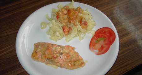 Lachsfilet mit Apfelweinsoße