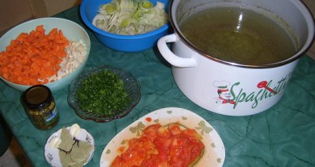 Geflügelsuppe mit Porree