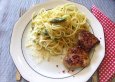 Crème-Spaghetti mit grünem Spargel