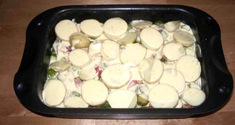 Spargel-Kartoffelbeet mit pikantem Boden