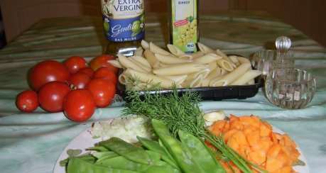 Nudelsalat mit Zuckerschoten