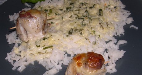 Fisch-Schinken-Röllchen in Kräutersauce