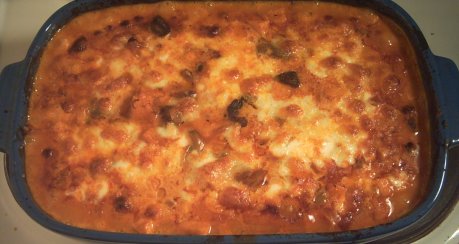 Süka-Gulasch-Gratin mit Pilzen