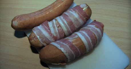 Gefüllte dicke Bockwurst