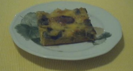 Porree-Pizza (Porree-Kuchen) mit Kochschinken