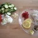Wildreis-Mix mit Zucchini-Kokosgemüse und scharfen Calmarringen