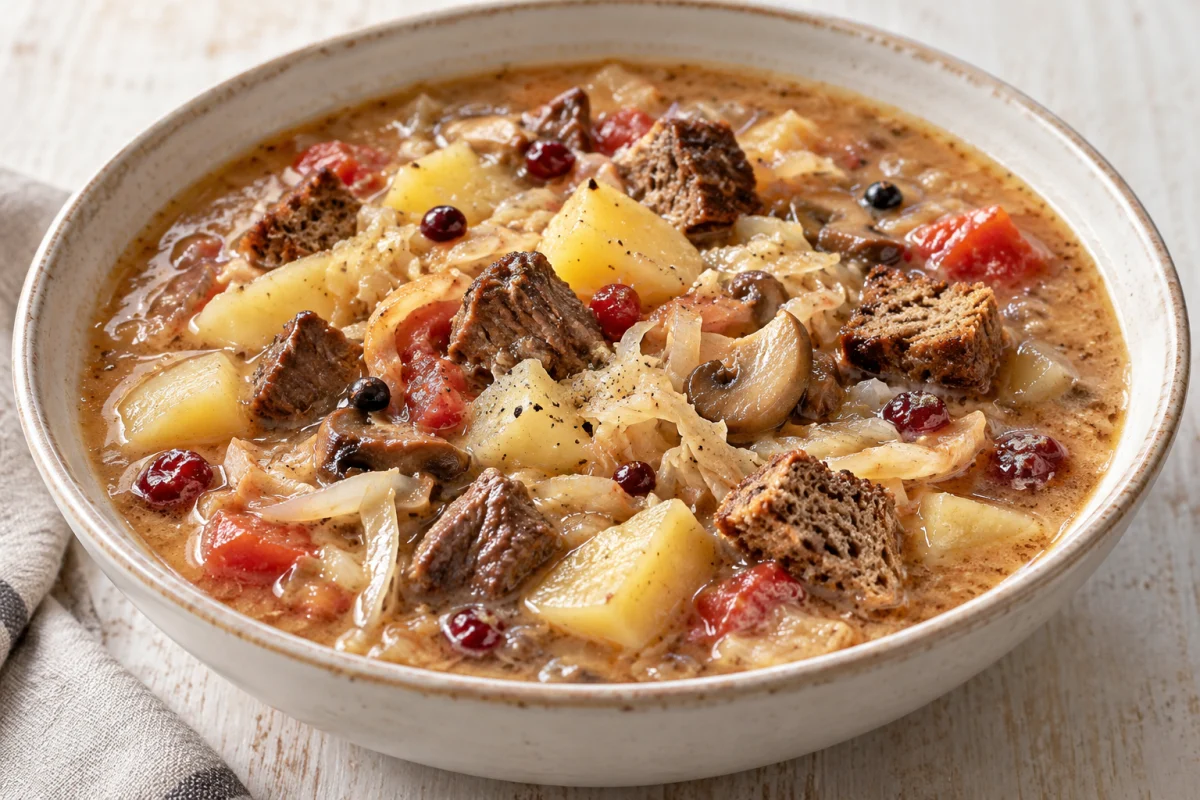 KI-generiertes Servierbeispiel: KI-Illustration: Köhlersuppe