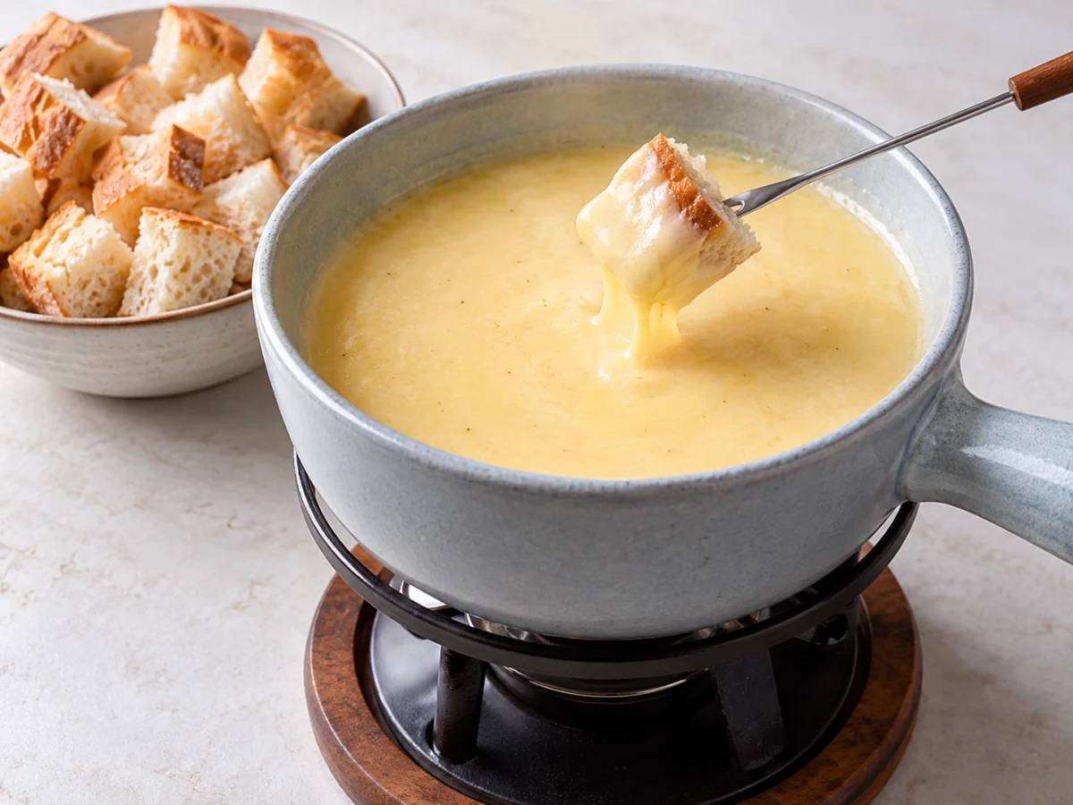 KI-generiertes Servierbeispiel: Servierbeispiel: Neuenburger Fondue
