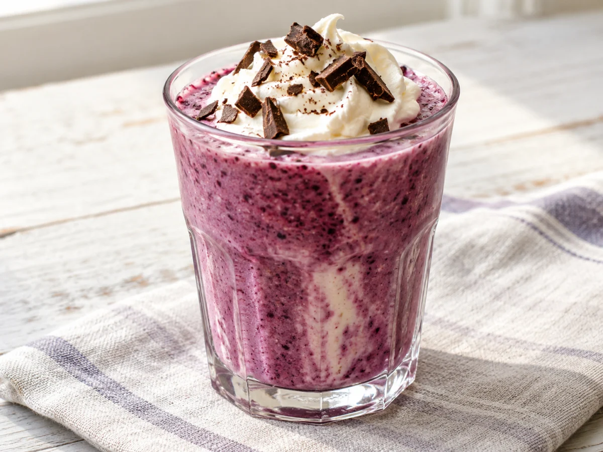 KI-generiertes Servierbeispiel: Servierbeispiel: Brombeer Shake