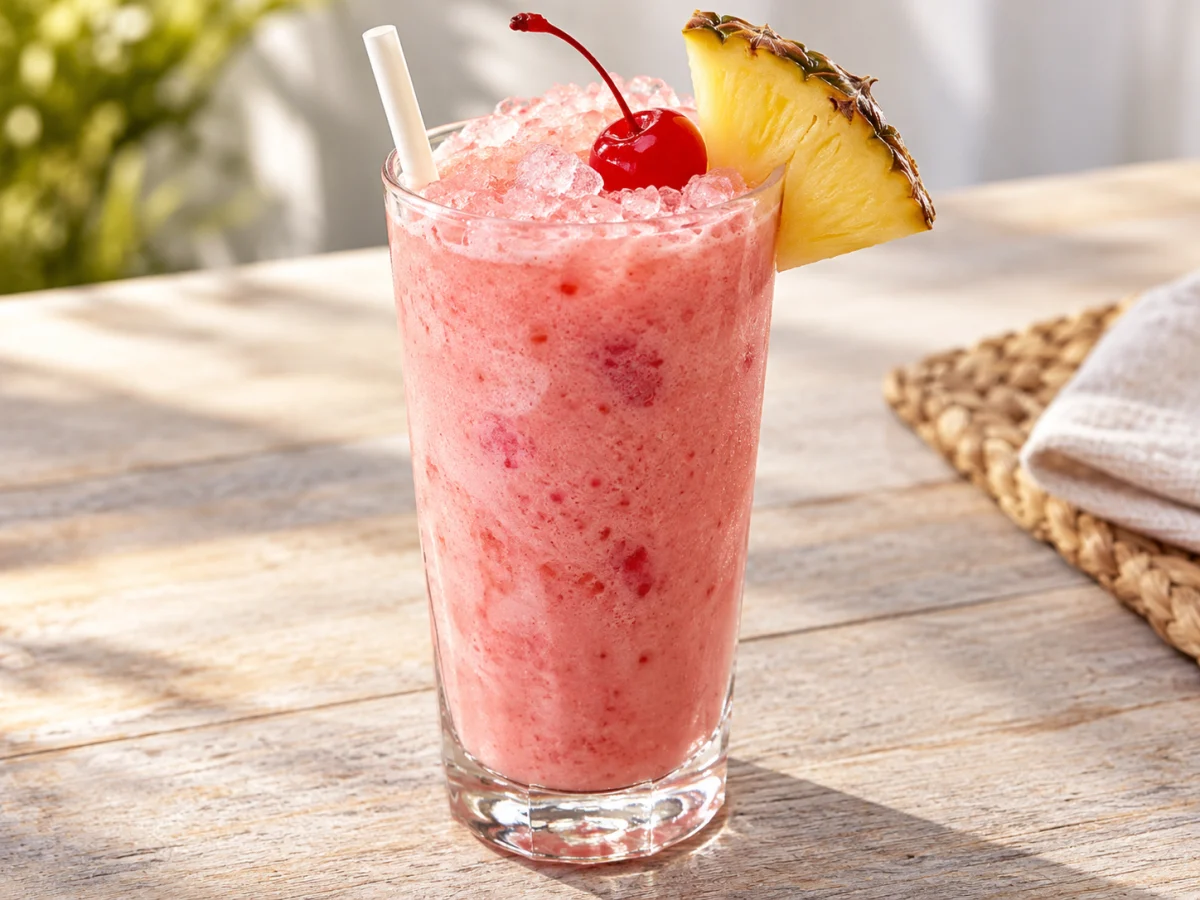 KI-generiertes Servierbeispiel: KI-Illustration: Strawberry Bahia - Cocktail